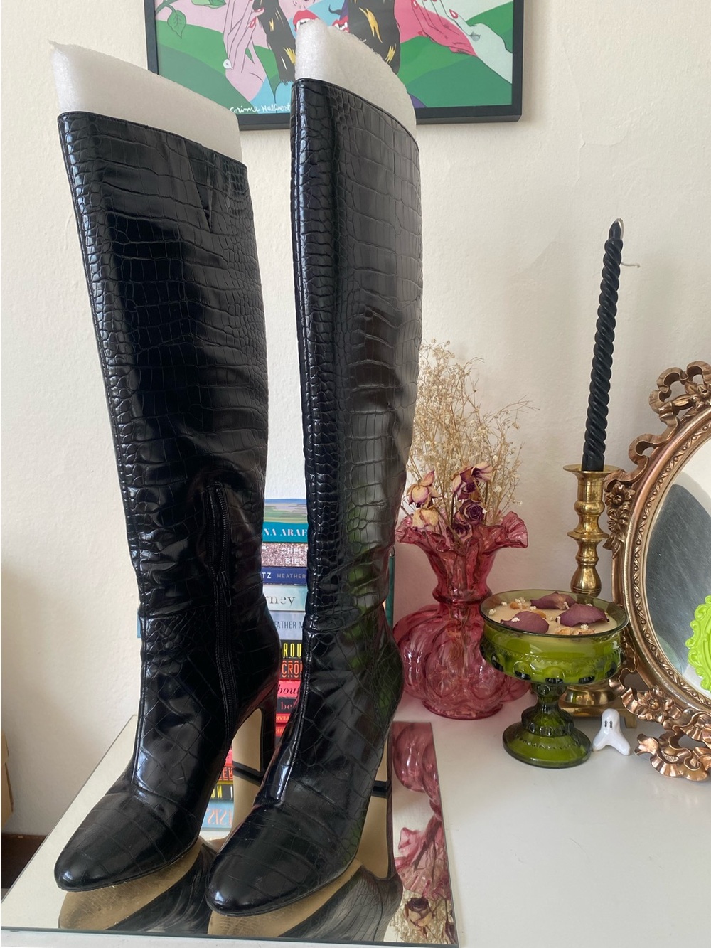 Forever 21 Croc Embossed Boots